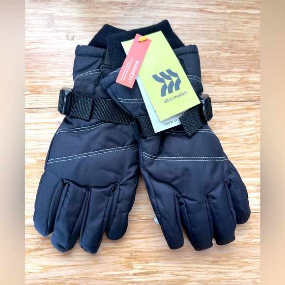 All In Motion Set of Two  boy/girl Black Waterproof Snow Gloves NWT - Picture 1 of 9